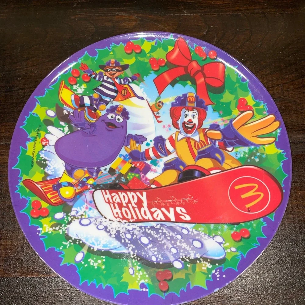 2 Collectible McDonalds Happy Holidays Christmas snowboard Ronald plates 2004